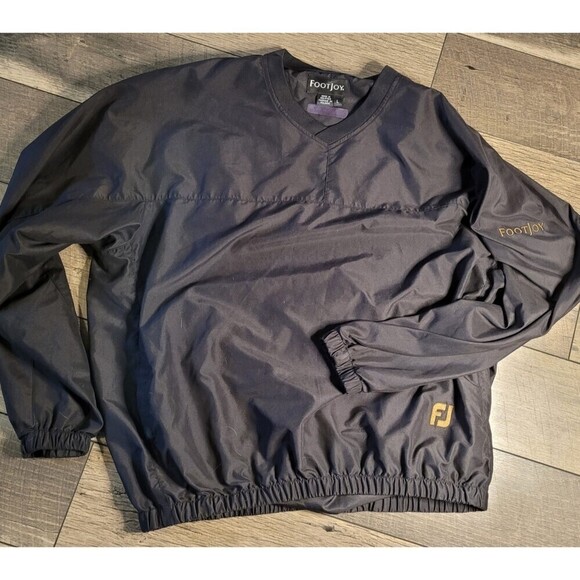 FootJoy Black and Gold Windbreaker Size Large - Picture 1 of 6